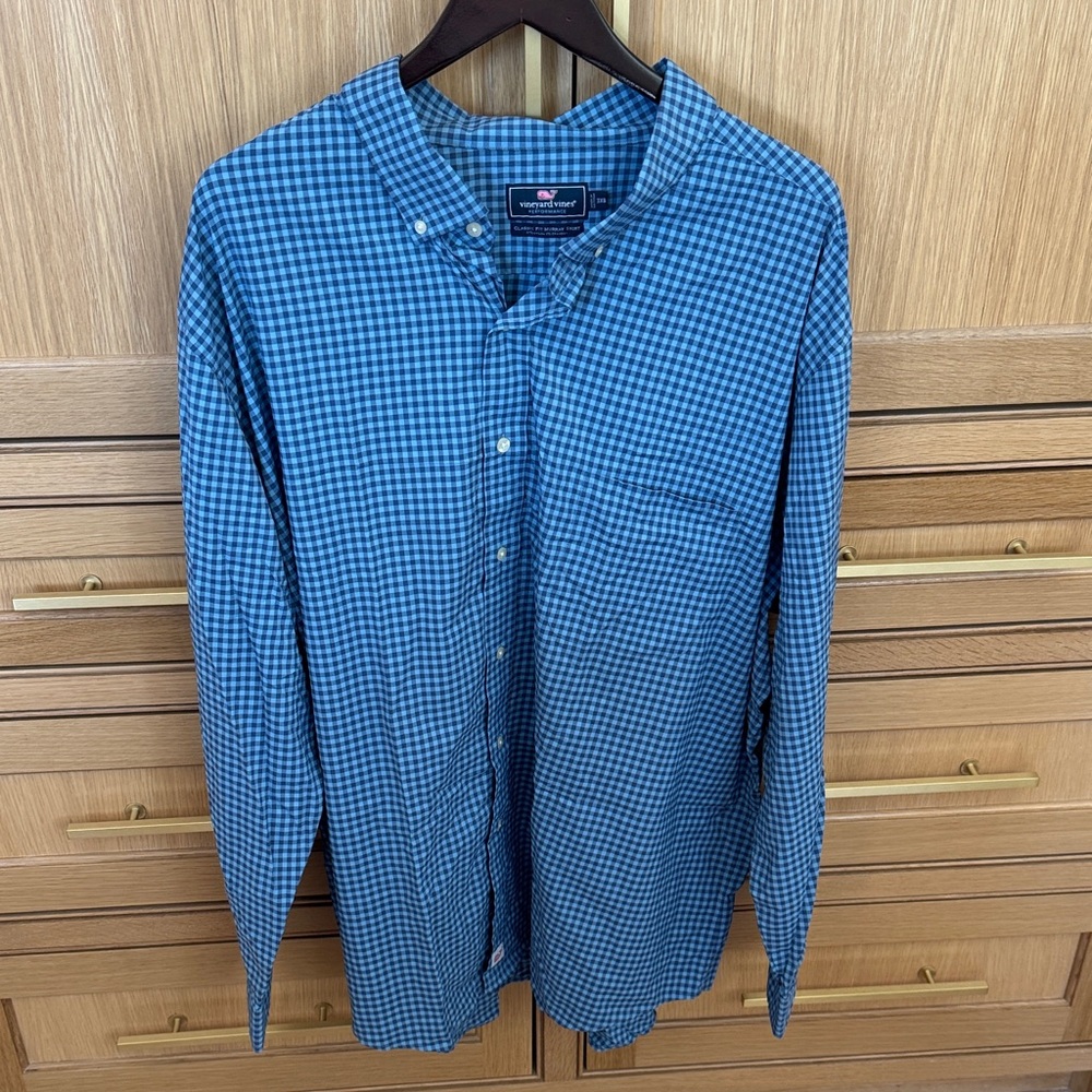 Vineyard Vines Blue Gingham Button-Down Shirt - Men's